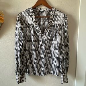 Express Black and White Patterned Blouse